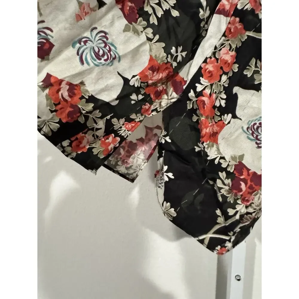 Rag and Bone Cropped Shirt Size XXS Black Pink Floral Speghetti Strap Halter Top